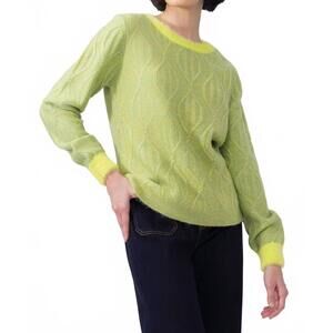 NEW ELANA WANG fluffy edge sweater in green